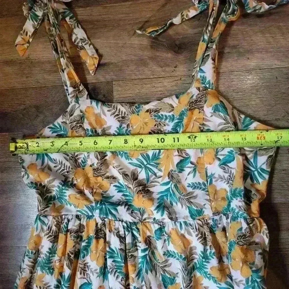 Skies Are Blue Floral Print Tie Shoulder Strap Midi Dress Size M - Picture 5 of 9